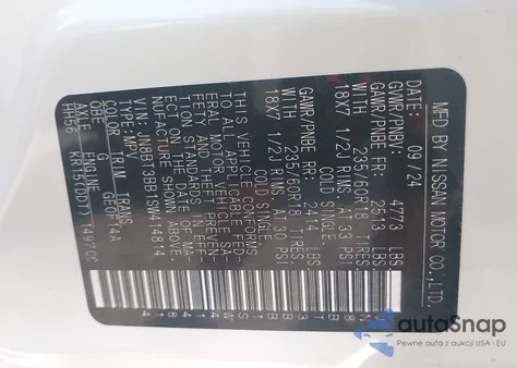 2025 Nissan Rogue Sv Intelligent Awd from USA, damaged, VIN JN8BT3BB1SW414814